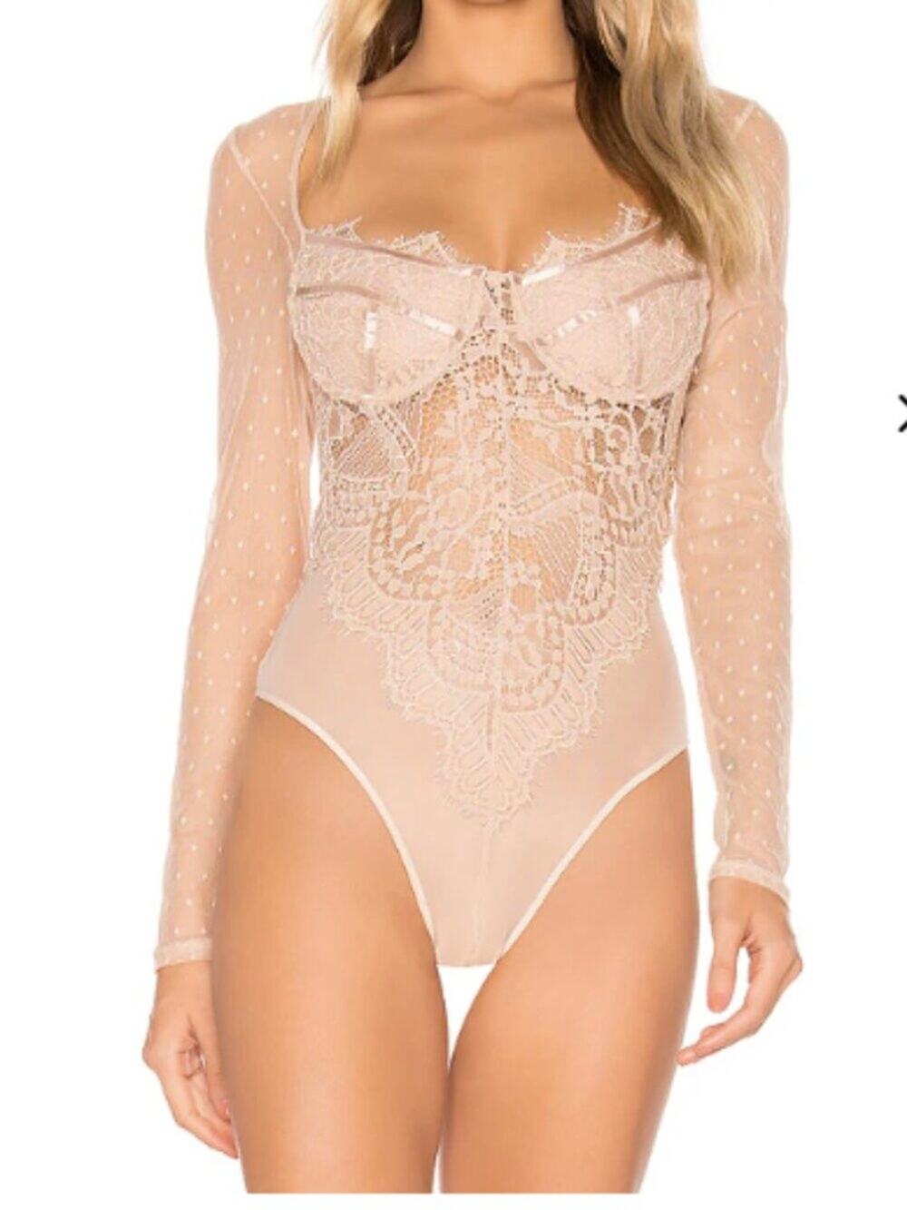 NWT Bardot Farrah Lace Bodysuit In Nude Small 6